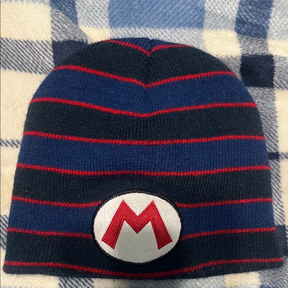 Nintendo Blue and Red Striped Beanie